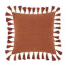 Cuscino in cotone terracotta con pompon 50x50cm