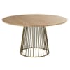 Mesa de comedor redonda de madera de mango y metal color latón para 4/6 personas, L. 140
