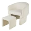 Witte fauteuil uit boucléstof met voetenbankje voor professioneel gebruik