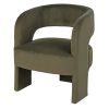 Dreibein-Sessel mit khakigrünem Samtbezug