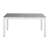 Table de jardin extensible en aluminium imitation bois gris clair et blanc 6/8 personnes