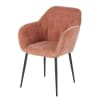 Fauteuil de table en velours vieux rose