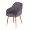 Fauteuil de table gris foncé et pieds en bois de chêne
