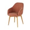 Fauteuil de table terracotta et pieds en bois de chêne