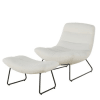 Fauteuil et repose-pieds bouclettes écrues