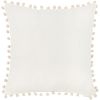 Fodera per cuscino in cotone e lino bianco con pompon 40x40 cm