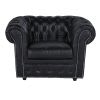 Gepolsterter - Sessel aus Leder, schwarz