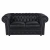 Gepolstertes -Sofa 2-Sitzer aus Leder, schwarz