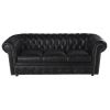 Gestepptes -Sofa 3-Sitzer aus Leder, schwarz Vintage