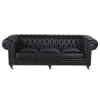 Gestepptes -Sofa 4-Sitzer aus Leder, schwarz Vintage