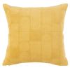 Housse de coussin en velours de coton motif gélule brodé jaune ocre 40x40