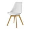 Chaise style scandinave en polypropylène blanc éclatant et bois d'hévéa