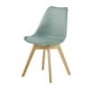 Chaise style scandinave en polypropylène vert sauge et bois d'hévéa