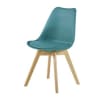 Stuhl im skandinavischen Stil aus Kautschukholz, entenblau