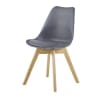 Stuhl im skandinavischen Stil aus Kautschukholz, mittelgrau