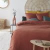 Juego de cama de lino lavado color terracota 220 x 240