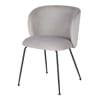 Stuhl mit graubeige Samtbezug und schwarzem Metall