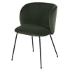Stuhl mit khakigrünem Samtbezug und schwarzem Metall