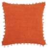 Kissenbezug aus Baumwolle und Leinen mit orangenen Pompons, 40x40cm