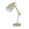 Lámpara de escritorio de madera de hevea y metal verde salvia