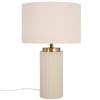 Lámpara de mesa de cerámica beige y pantalla de poliéster reciclado