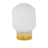 Lampe à poser en bois d'hévéa jaune moutarde et beige avec globe en verre opaque