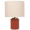 Lampe en céramique rose et abat-jour en polyester recyclé beige