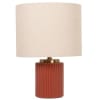 Lampe en céramique rose et abat-jour en polyester recyclé beige