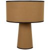 Lampe en tissu marron ocre avec biais noirs