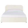 Letto a cassettone in tessuto bouclé ecru 140 x 190 con rete a doghe