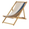 Ligstoel van eucalyptus hout en gerecycleerde polyester stof in beige, blauw en kaki groen