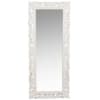 Miroir rectangulaire en bois de manguier sculpté blanc 54x130