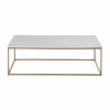 Tavolino basso in marmo bianco e metallo color ottone