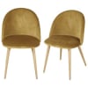 Cadeiras profissionais vintage em veludo reciclado ocre e imitação de metal de carvalho (x2)