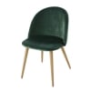 Cadeiras profissionais vintage em veludo reciclado verde e metal imitação carvalho (x2)