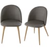 Vintage Stühle für gewerbliche Nutzung in Anthrazitgrau aus Metall mit Eichenholz-Effekt (x2)