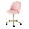 Cadeira de secretária infantil regulável cor de latão e rosa com rodas