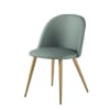 Cadeira vintage verde-acinzentado com metal em imitação de carvalho