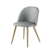 Chaise vintage gris acier et métal imitation chêne