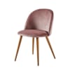 Vintage-Stuhl mit altrosafarbenem Samt und Metall in Eichenoptik