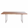 Mesa de comedor de madera de acacia maciza y metal blanco para 8/10personas, L.200