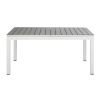 Mesa de jardim extensível em alumínio a imitar madeira cinzento-claro e cinzento esbranquiçado para 6/8 pessoas