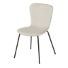 Beigefarbener Stuhl mit Beinen aus schwarzem Metall