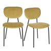 Set di 2 sedie professionali in metallo nero e velluto giallo senape
