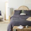Parure da letto in lino lavato grigio antracite 240x220 cm