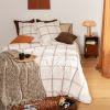Parure de lit en coton tissé motifs à carreaux multicolores 240x220