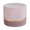 Pouf rond en velours rose et doré