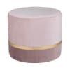 Pouf rond en velours rose et doré