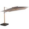 Professioneller Freiarm-Sonnenschirm aus Aluminium in Holzoptik und Stoff 3x3m aus recyceltem Polyester, taupe