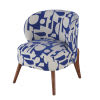 Sessel aus gewebtem Jacquard-Stoff mit Druckmotiv in Blau und Ecru